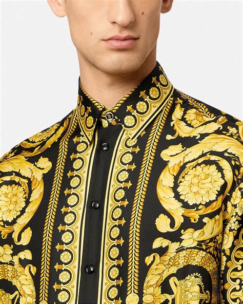 versace silk barocco men's shirt|versace silk shirt price.